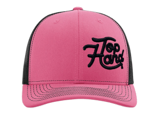 Offset Script Hat Pink Black Mesh